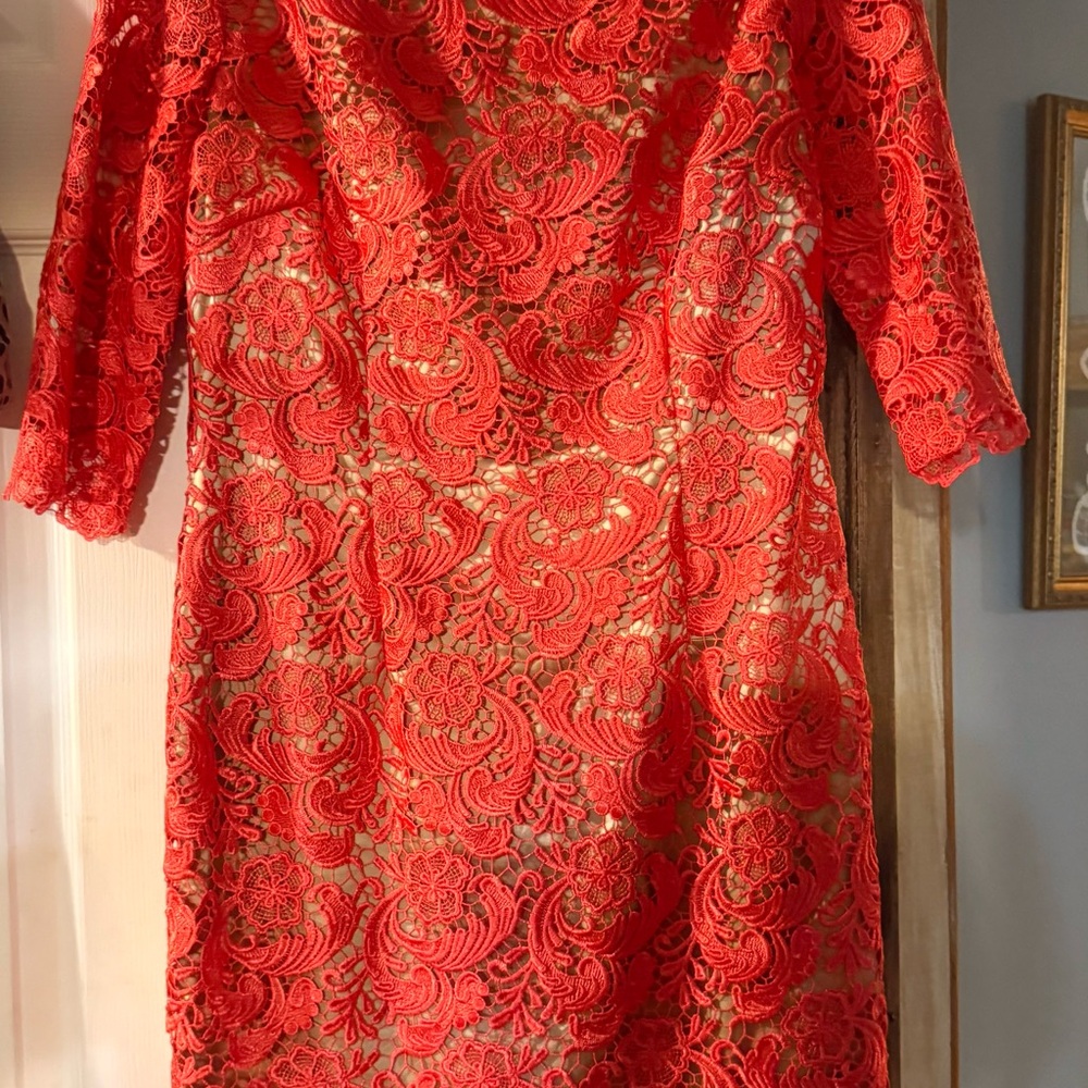 Eliza J Vibrant Red/Coral  Lace Dress